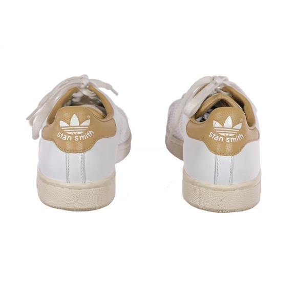 Worn 1x ADIDAS Stan Smith Sneakers Trainers White & Tan Sz. 10 Leather